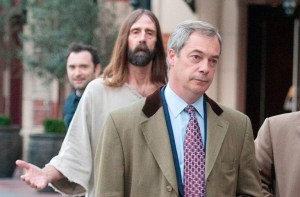 Jesus is the bearded one in the background